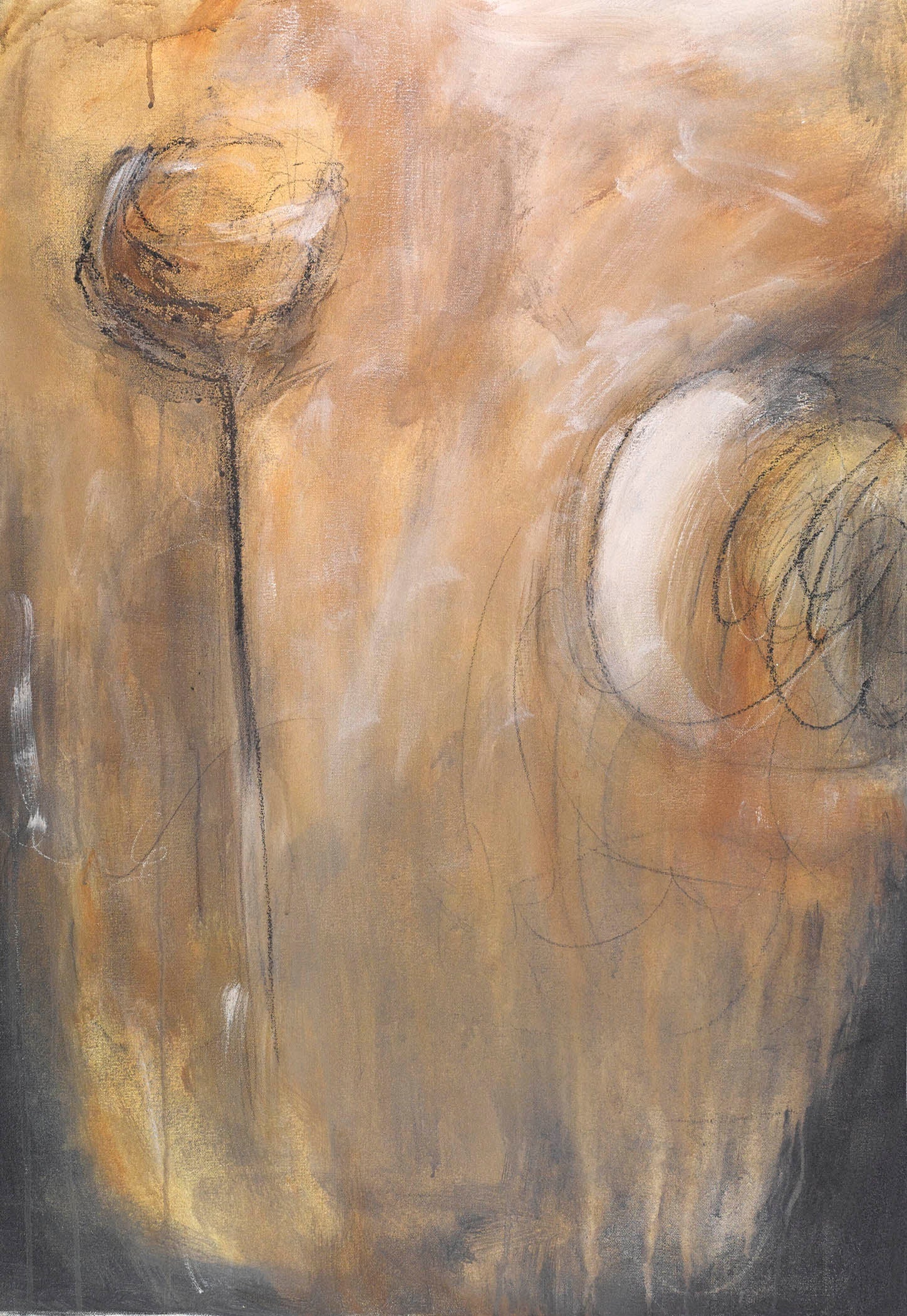 gold and white abstract image demonstrating this softness in contemporary art piece