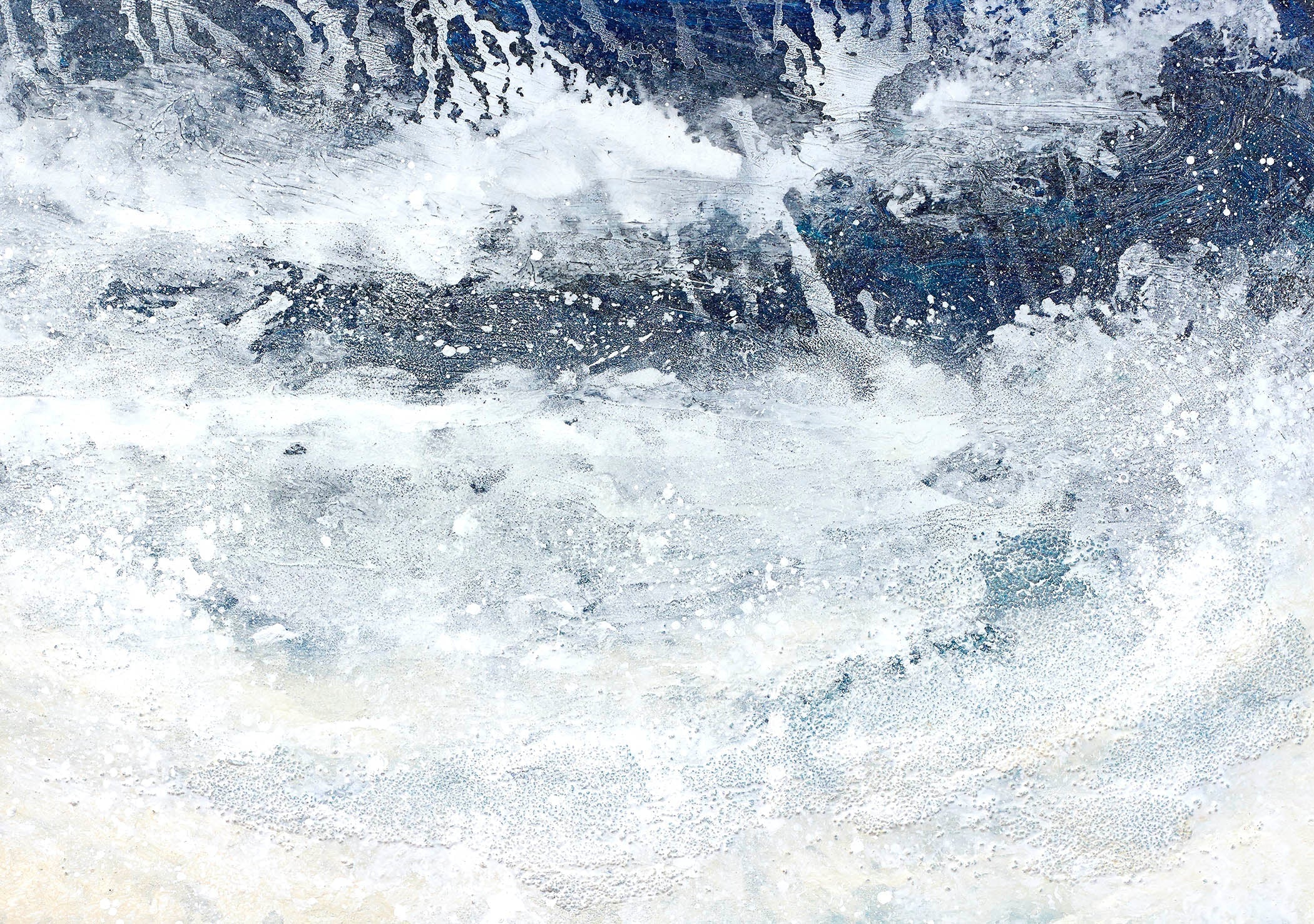 living with art image for the blog post, a crash of blue waves into the sand