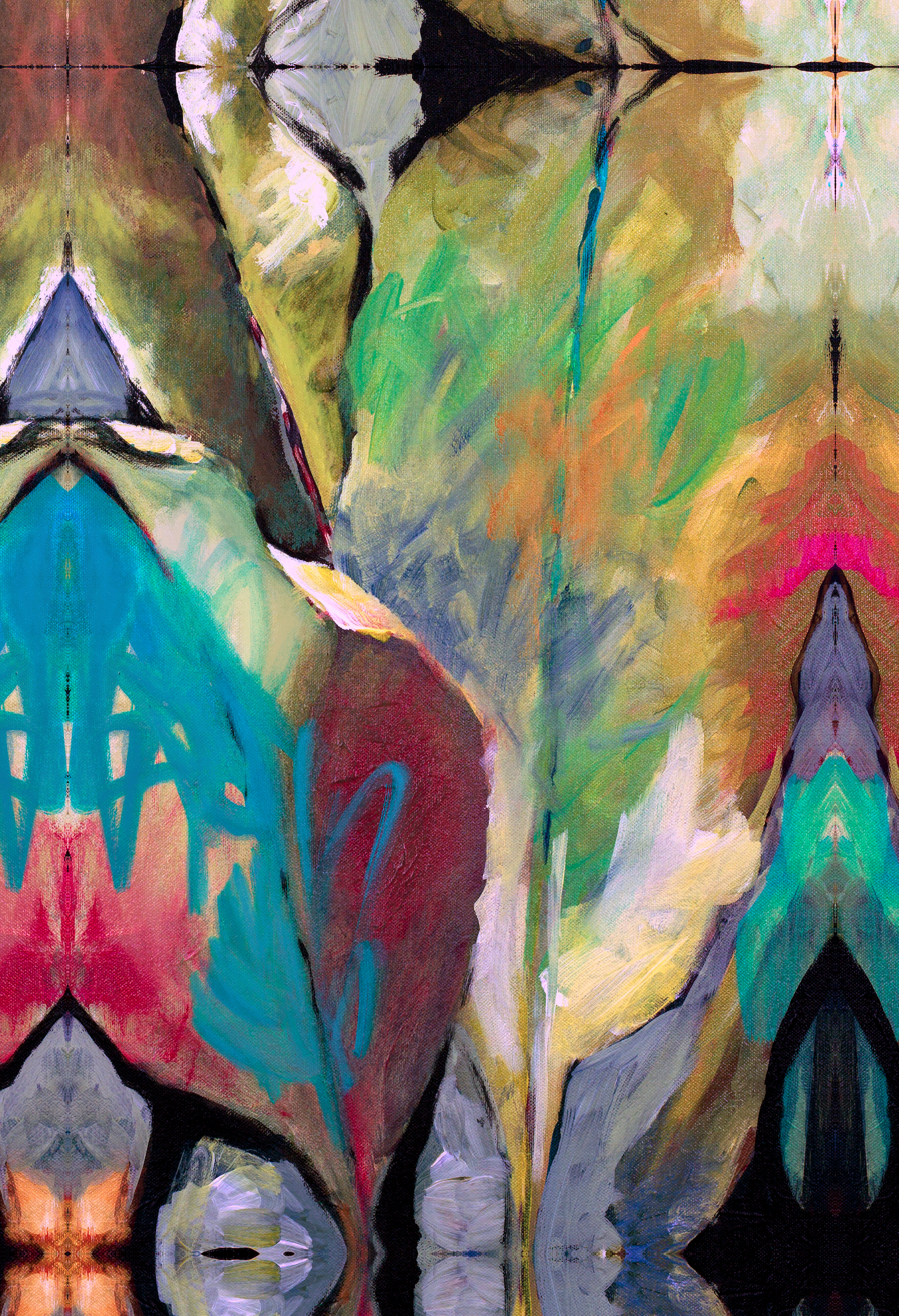 Modern Caribbean art with layered colors and expressive rhythm, inspired by the textures and energy of Cuban streetscapes.