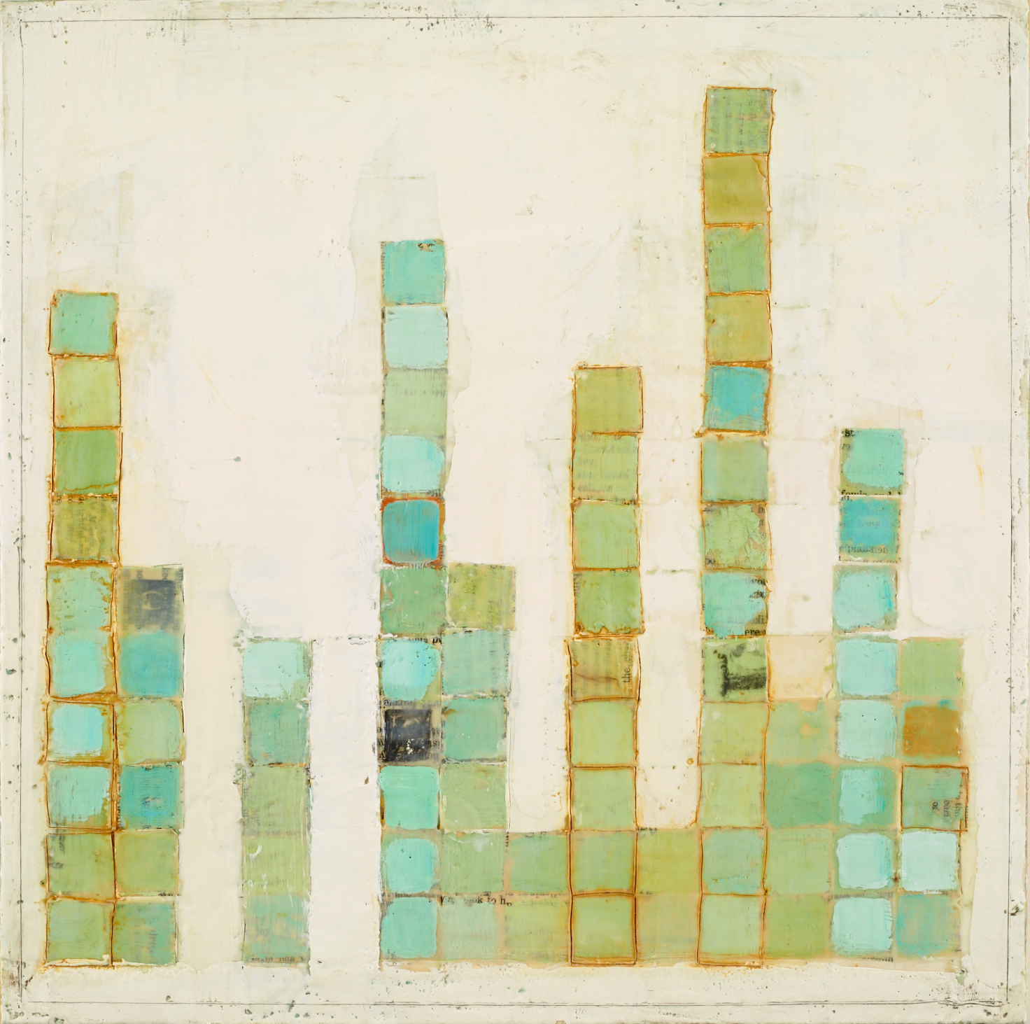 Deconstruction artwork featuring muted tones, staggered forms, and abstract geometry inspired by architectural disassembly.