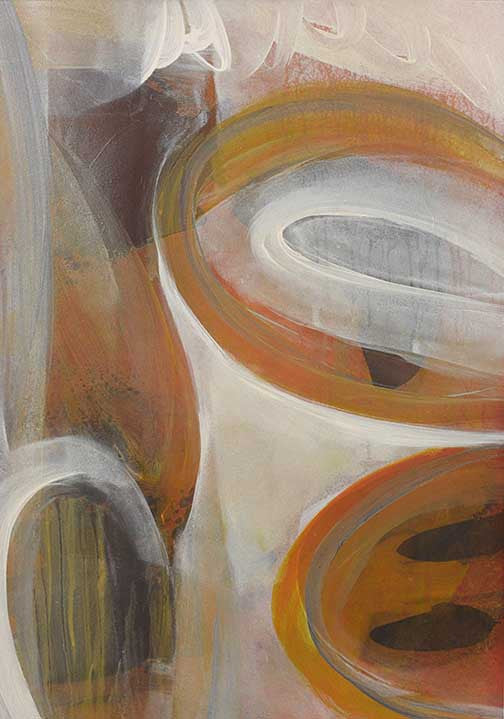abstract painting with olive, ochre, slate, and white accents, part of a designer set