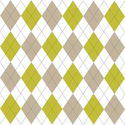Modern argyle pattern art featuring taupe and chartreuse diamonds with subtle dotted line accents