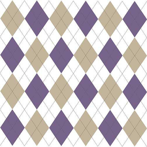 Elegant argyle pattern art featuring muted lavender and taupe diamonds on a crisp white grid
