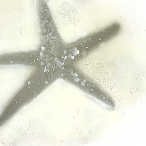 Minimal starfish wall art featuring a delicate starfish in pale neutrals with soft, ethereal texture
