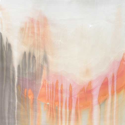 Soft peach and rose abstract with drifting washes and fading echoes, creating an ephemeral, fluid, and dreamlike sense of motion.