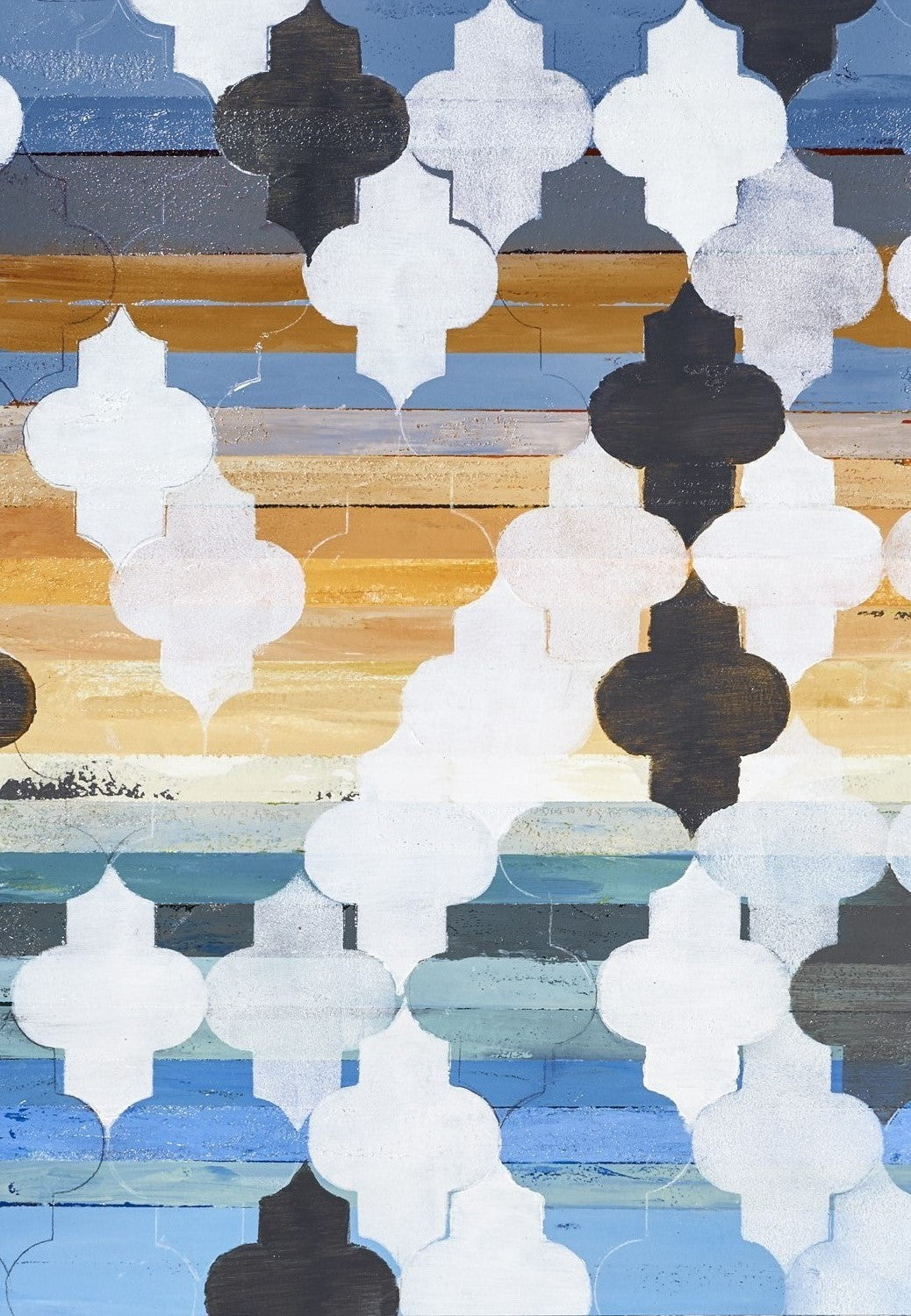 Beautiful contemporary piece with patterns on top of a colorful background. This piece is a part of a series of five, Tessellation I, II, III, IV, and V.