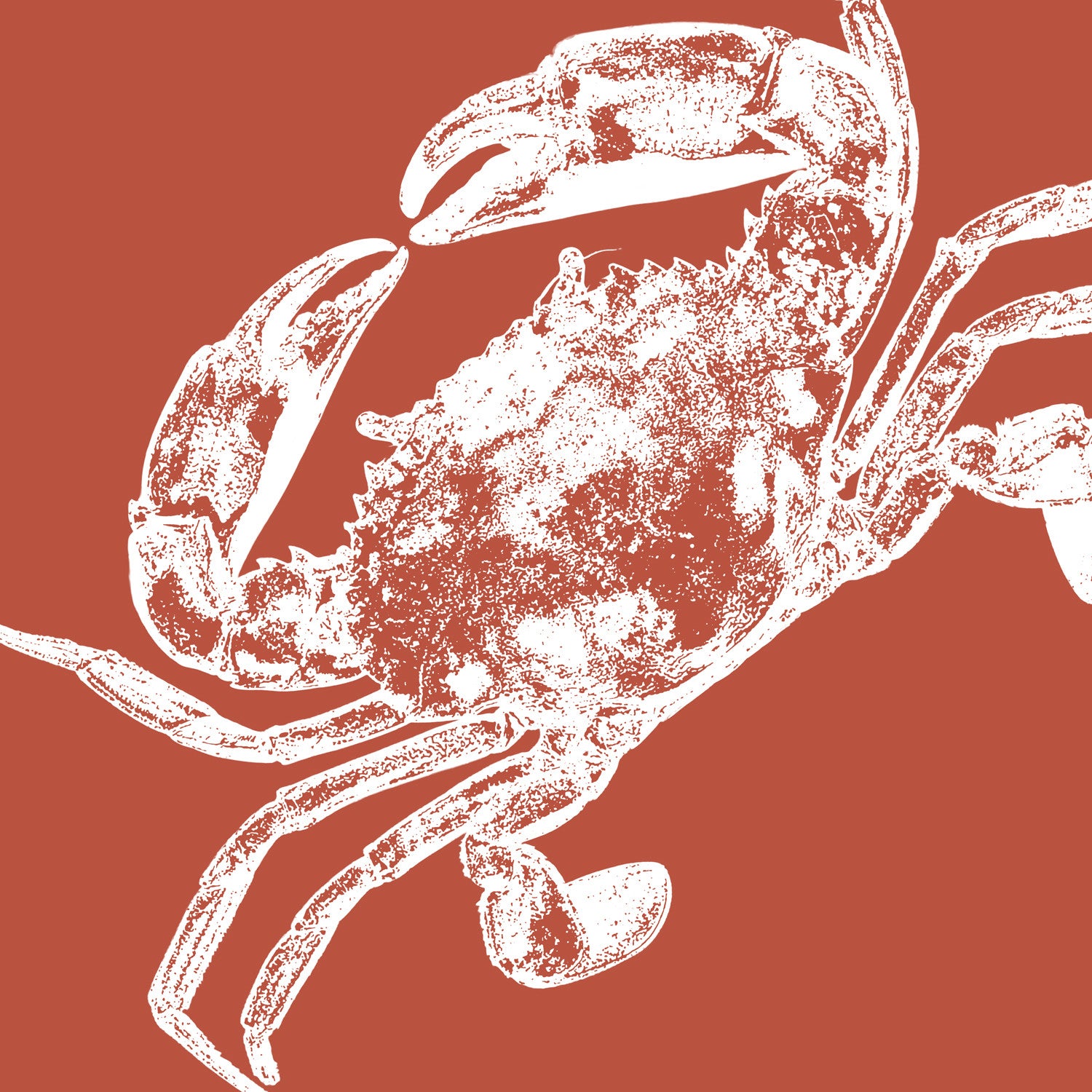 Red and white crab print with nautical coastal charm, evoking vintage seaside style.