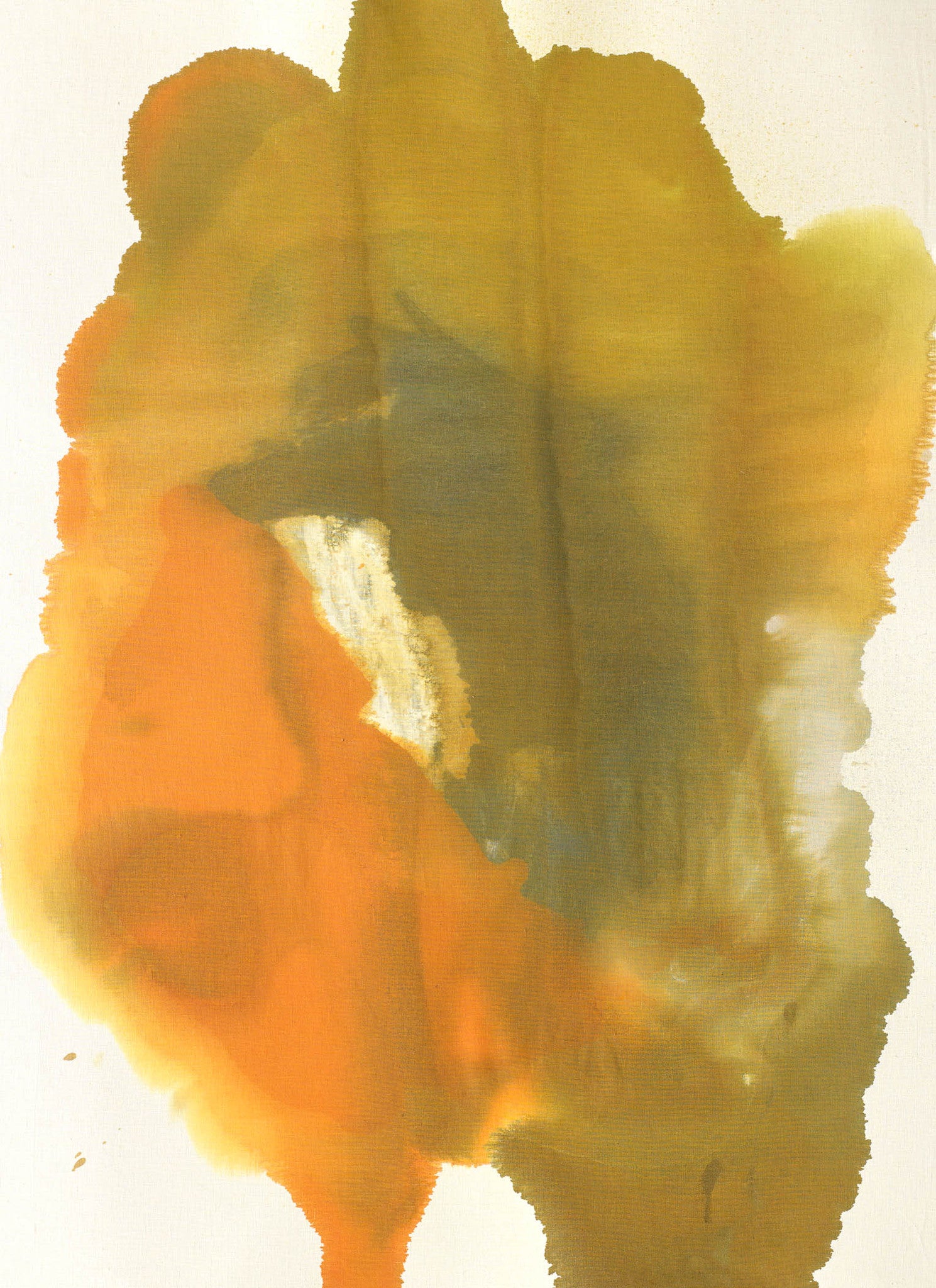 Soothing abstract artwork with warm orange, gray, and yellow tones blending softly.