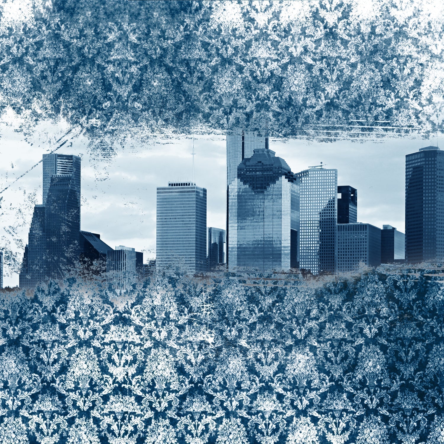 Abstract cityscape artwork blending texture, geometry, and color inspired by global urban environments.