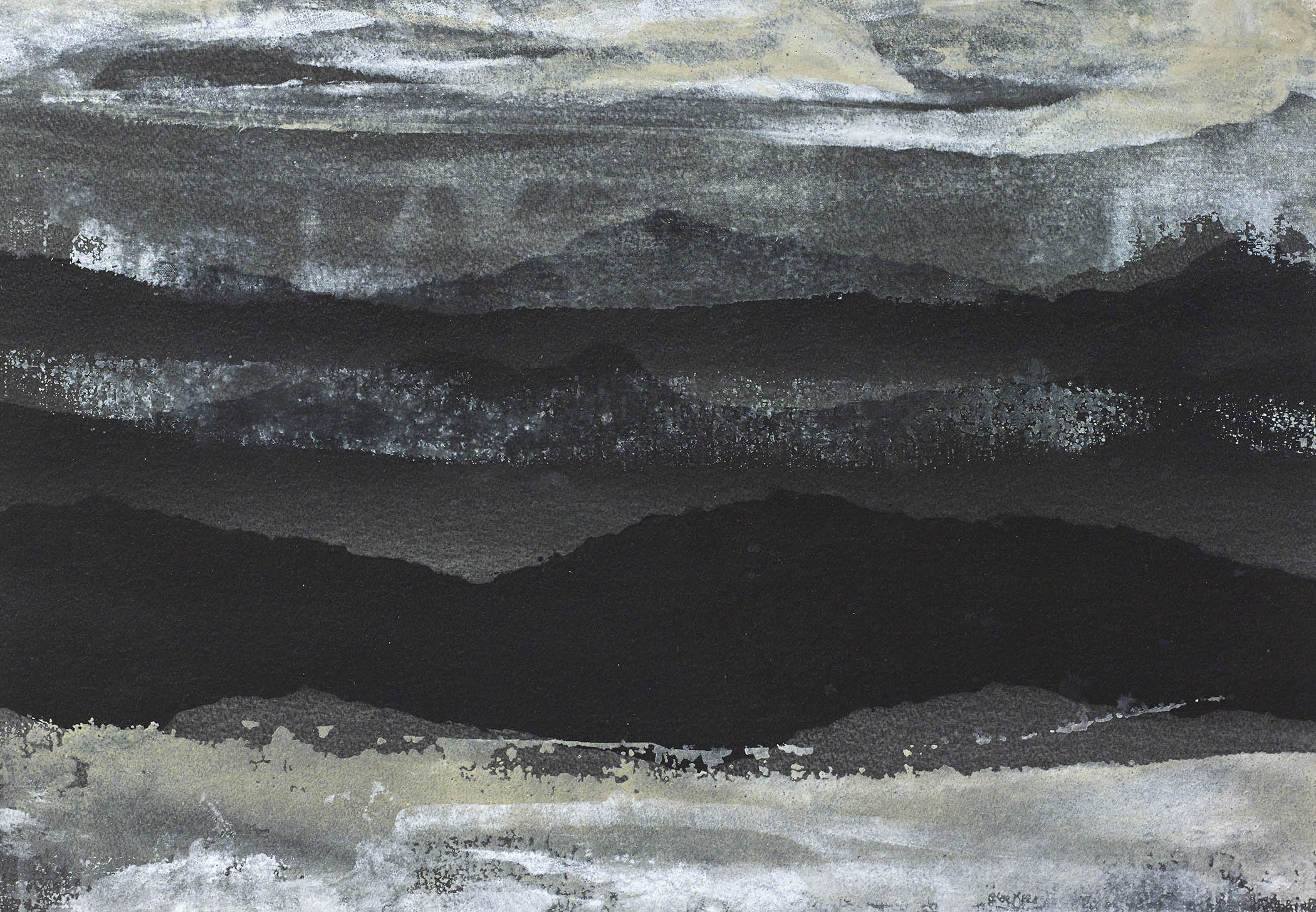 black and neutral colored abstract landscape, blog post about editing in interior design
