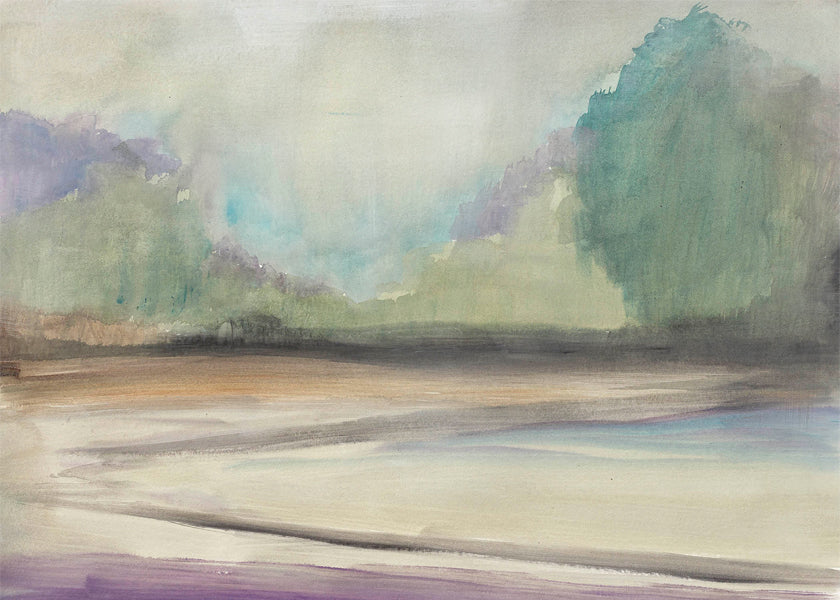 purple and green landscape with earth tones