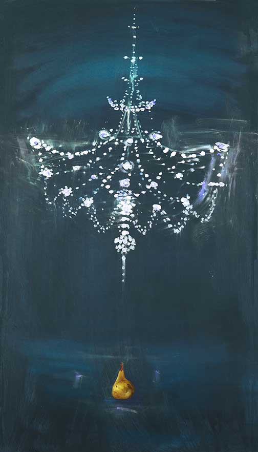 Pear & Chandelier on Blue II