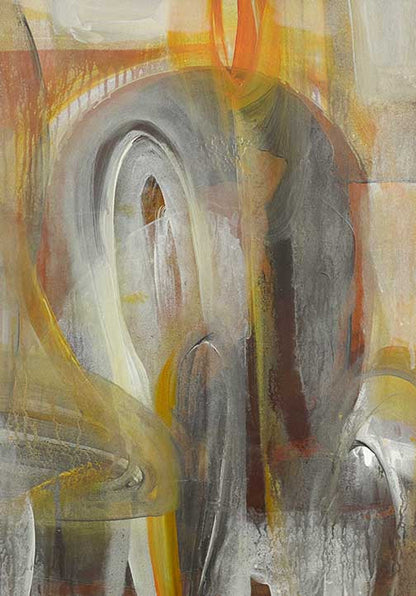 abstract artwork with olive, ochre, slate, and bold white gestures, part of a designer set