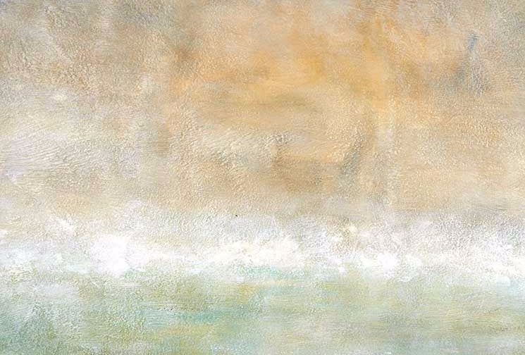 Dreamy neutral and green abstract painting with earthy textures, misty greens, and soft modern tones, ideal for minimalist or coastal spaces.
