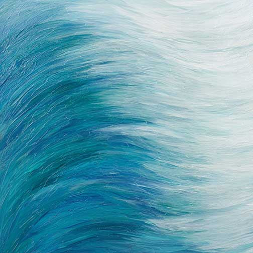 Serene abstract painting in layered cyan, teal, and white tones, evoking flowing water and calm modern balance.