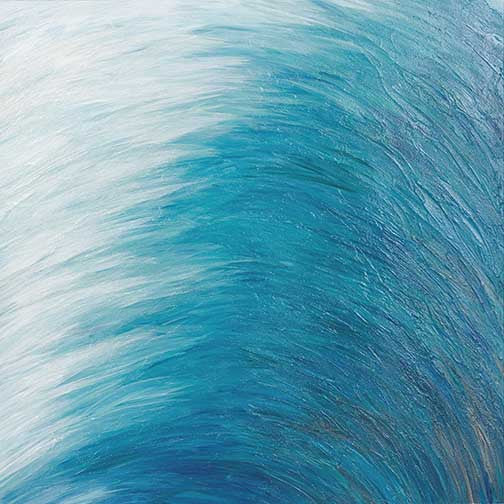 Fluid ocean abstraction in layered cyan, teal, and white tones, evoking flowing water and serene modern movement.