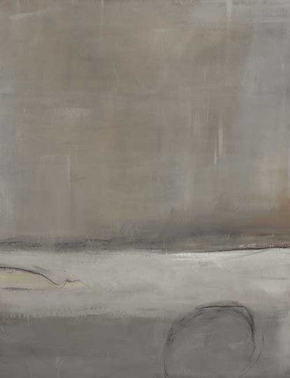 Neutral wall art featuring soft gray and earth tones with subtle minimalist linework.