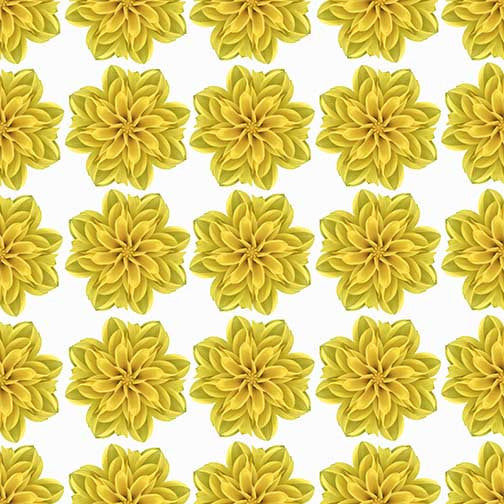 Floral pattern art with repeating symmetrical yellow mandala-style blooms forming a vibrant, seamless design.